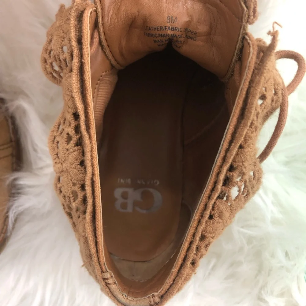 Gianni Bini Distressed Lace Up Booties